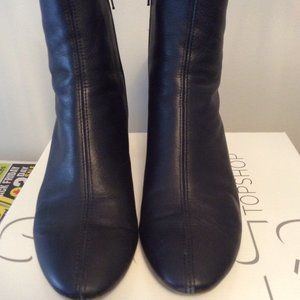Topshop Black Leather Sock Boots